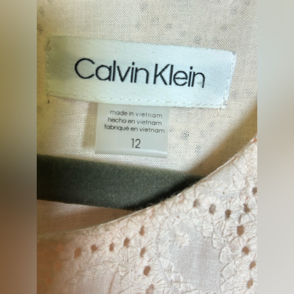 CALVIN KLEIN NEW Women's Blossom Cotton Eyelet Fit & Flare Dress - Picture 6 of 6